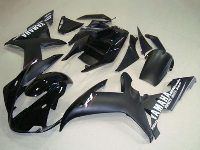 Erschwingliche Yamaha YZF R1 Motorrad Verkleidung 2002-2003 - Glanzendes Schwarz Matt Schwarz Weiss Aufkleber