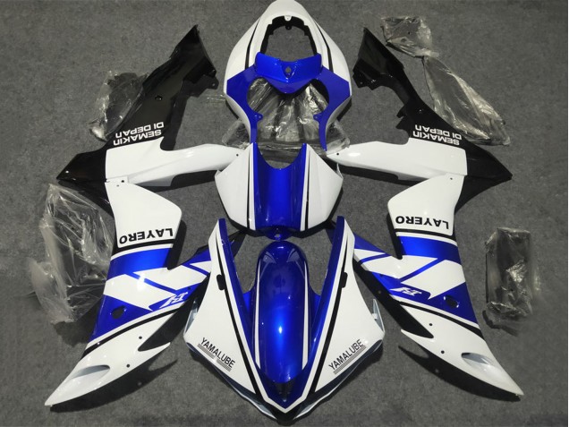 Erschwingliche Yamaha YZF 1000 R1 Motorrad Verkleidung 2002-2003 - Weiss Blau Matt Schwarz Yamalube