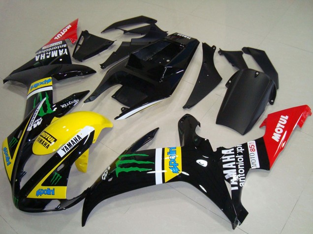 Erschwingliche Yamaha YZF R1 Motorrad Verkleidung 2002-2003 - Glanzendes Schwarz Gelb Rot Grun Motul Monster