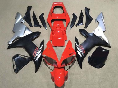 Erschwingliche Yamaha YZF 1000 R1 Motorrad Verkleidung 2002-2003 - Rot Silber Matt Schwarz