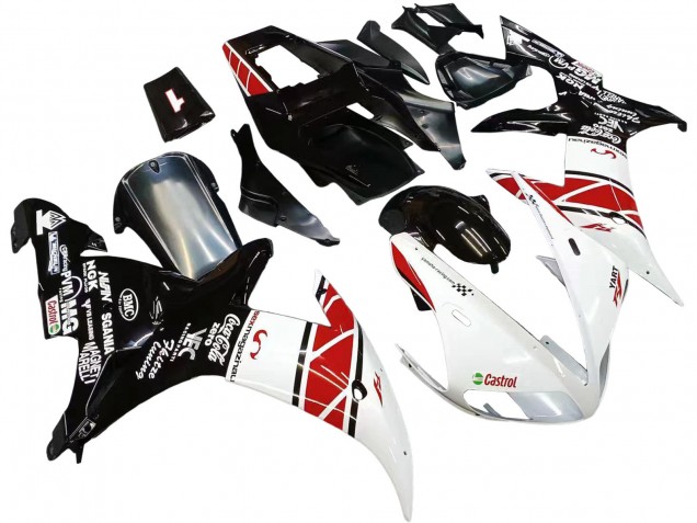 Erschwingliche Yamaha YZF 1000 R1 Motorrad Verkleidung 2002-2003 - Weiss Rot Schwarz Castrol
