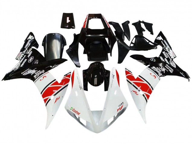 Erschwingliche Yamaha YZF 1000 R1 Motorrad Verkleidung 2002-2003 - Weiss Rot Schwarz Castrol