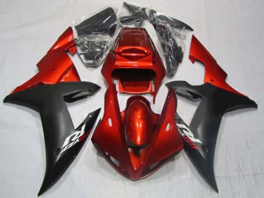 Erschwingliche Yamaha YZF 1000 R1 Motorrad Verkleidung 2002-2003 - Rot Matt Schwarz