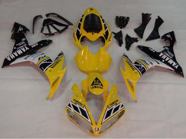 Erschwingliche Yamaha YZF 1000 R1 Motorrad Verkleidung 2004-2006 - Gelb Weiss Glanzendes Schwarz