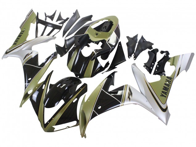 Erschwingliche Yamaha YZF 1000 R1 Motorrad Verkleidung 2004-2006 - HellGold Weiss Glanzendes Schwarz