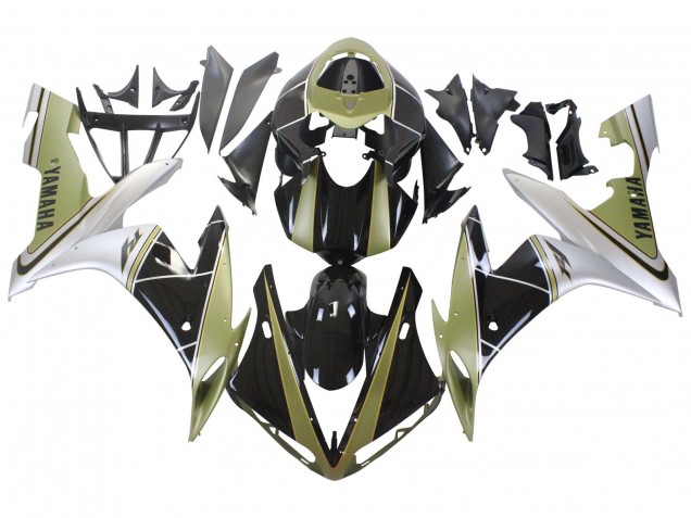 Erschwingliche Yamaha YZF 1000 R1 Motorrad Verkleidung 2004-2006 - HellGold Weiss Glanzendes Schwarz