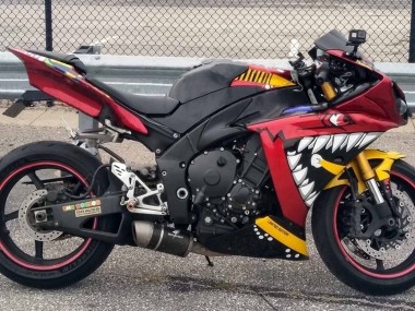 Erschwingliche Yamaha YZF 1000 R1 Motorrad Verkleidung 2009-2011 - Rot Gelb Schwarz Hai 46