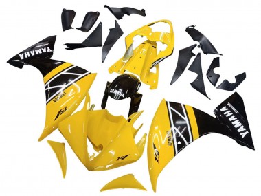 Erschwingliche Yamaha YZF 1000 R1 Motorrad Verkleidung Kit 2009-2011 - Gelb Weiss Schwarz Streifen