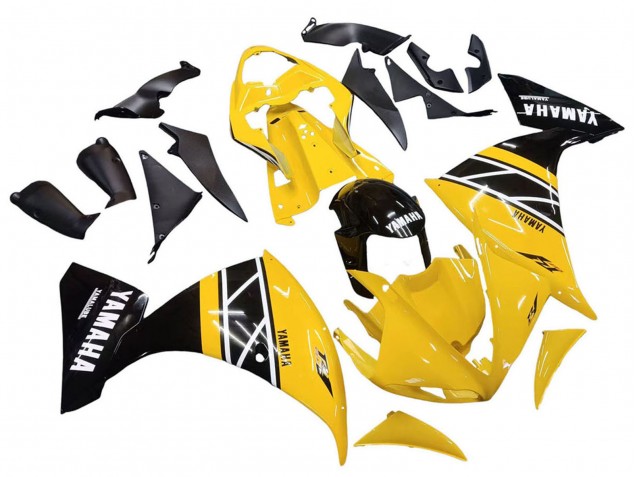 Erschwingliche Yamaha YZF 1000 R1 Motorrad Verkleidung Kit 2009-2011 - Gelb Weiss Schwarz Streifen