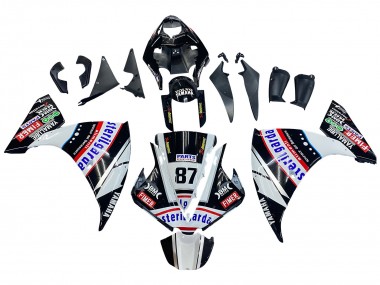 Erschwingliche Yamaha YZF 1000 R1 Motorrad Verkleidung 2012-2014 - Glanzendes Schwarz Weiss Rot Fimer Yamalube Sterilgarda 87