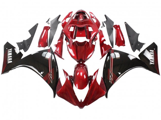 Erschwingliche Yamaha YZF 1000 R1 Motorrad Verkleidung 2012-2014 - Rot Glanzendes Schwarz
