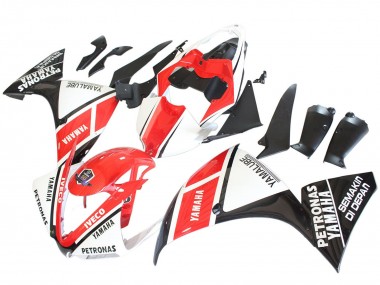 Erschwingliche Yamaha YZF 1000 R1 Motorrad Verkleidung 2012-2014 - Weiss Rot Glanzendes Schwarz Petronas