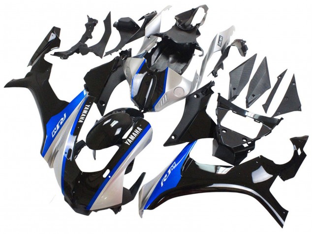 Erschwingliche Yamaha YZF 1000 R1 Motorrad Verkleidung 2015-2019 - Silber Blau Glanzendes Schwarz