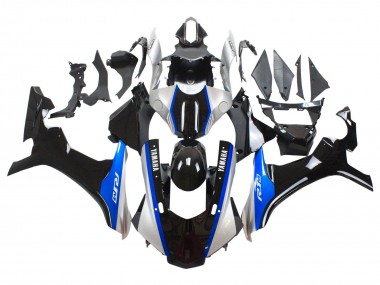 Erschwingliche Yamaha YZF 1000 R1 Motorrad Verkleidung 2015-2019 - Silber Blau Glanzendes Schwarz