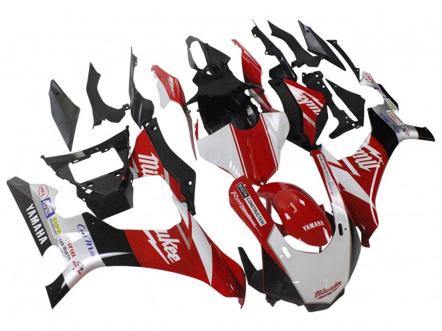 Erschwingliche Yamaha YZF 1000 R1 Motorrad Verkleidung 2015-2019 - Weiss Rot Schwarz Milwaukee