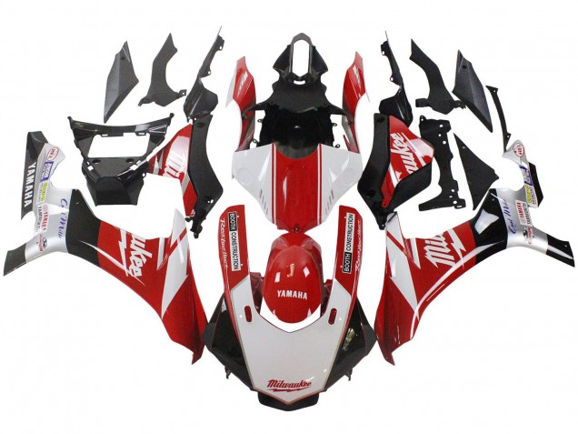 Erschwingliche Yamaha YZF 1000 R1 Motorrad Verkleidung 2015-2019 - Weiss Rot Schwarz Milwaukee