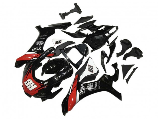 Erschwingliche Yamaha YZF 1000 R1 Motorrad Verkleidung 2020-2025 - Glanzendes Schwarz Weiss Rot YSP ENEOS Motul 99