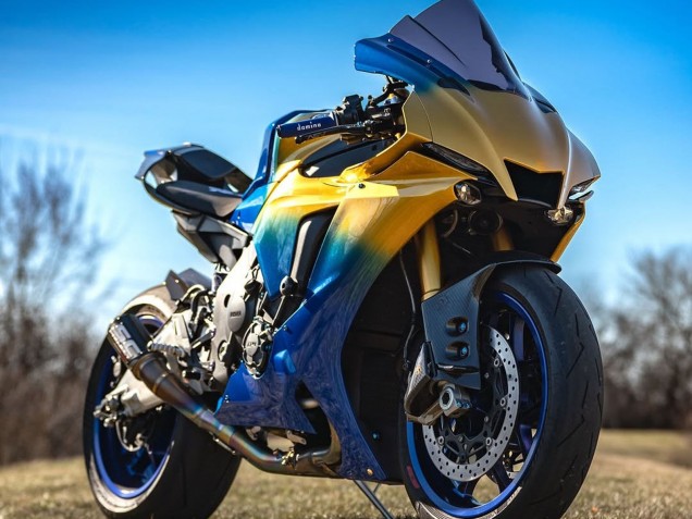 Erschwingliche Yamaha YZF 1000 R1 Motorrad Verkleidung 2020-2025 - Blau Gold