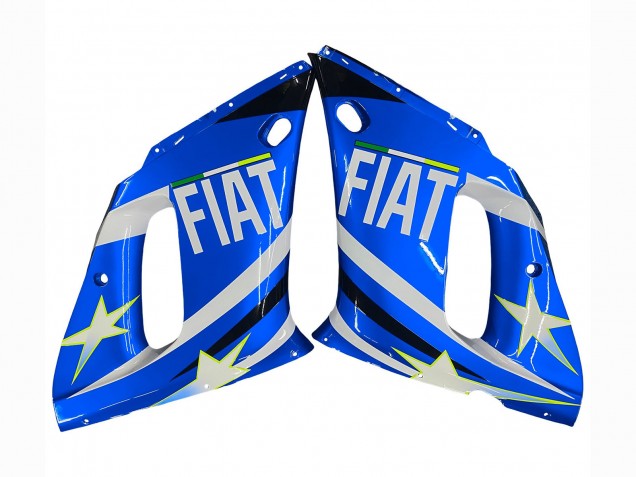 Erschwingliche Yamaha YZF 600 R6 Motorrad Verkleidung 1998-2002 - Weiss Blau Neon Gelb Fiat Motul Michelin