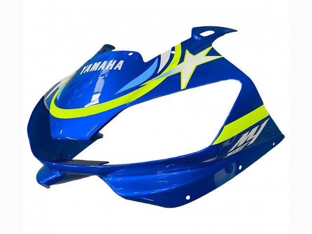 Erschwingliche Yamaha YZF 600 R6 Motorrad Verkleidung 1998-2002 - Weiss Blau Neon Gelb Fiat Motul Michelin