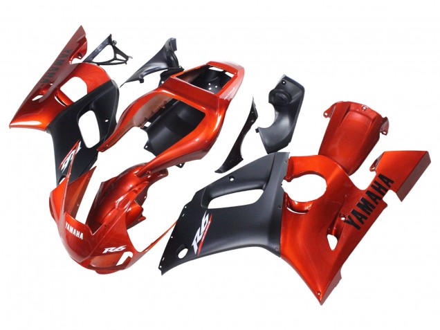Erschwingliche Yamaha YZF 600 R6 Motorrad Verkleidung 1998-2002 - Orange Matt Schwarz