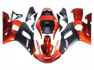 Erschwingliche Yamaha YZF 600 R6 Motorrad Verkleidung 1998-2002 - Orange Matt Schwarz