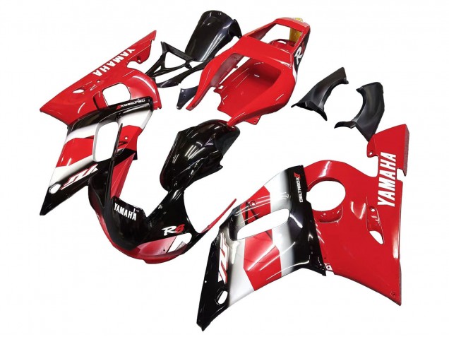 Erschwingliche Yamaha YZF 600 R6 Motorrad Verkleidung 1998-2002 - Rot Weiss Glanzendes Schwarz