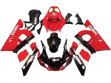 Erschwingliche Yamaha YZF 600 R6 Motorrad Verkleidung 1998-2002 - Rot Weiss Glanzendes Schwarz