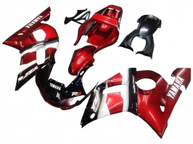 Erschwingliche Yamaha YZF 600 R6 Motorrad Verkleidung 1998-2002 - Rot Weiss Glanzendes Schwarz