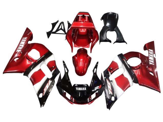 Erschwingliche Yamaha YZF 600 R6 Motorrad Verkleidung 1998-2002 - Rot Weiss Glanzendes Schwarz