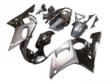 Erschwingliche Yamaha YZF 600 R6 Motorrad Verkleidung 1998-2002 - Silber Glanzendes Schwarz