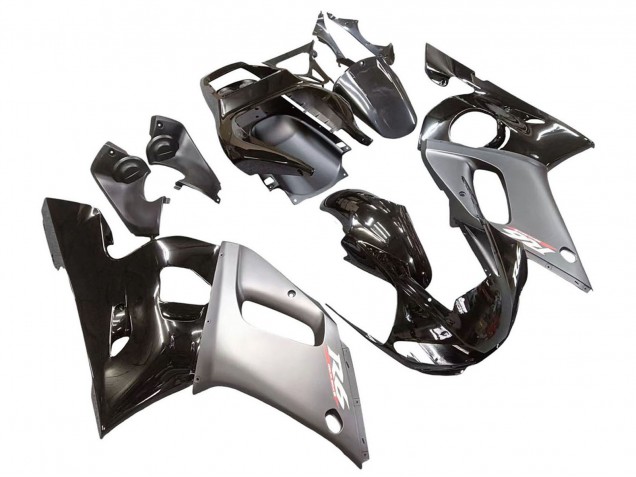 Erschwingliche Yamaha YZF 600 R6 Motorrad Verkleidung 1998-2002 - Silber Glanzendes Schwarz