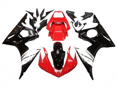 Erschwingliche Yamaha YZF R6S Motorrad Verkleidung 2006-2009 - Rot Weiss Glanzendes Schwarz