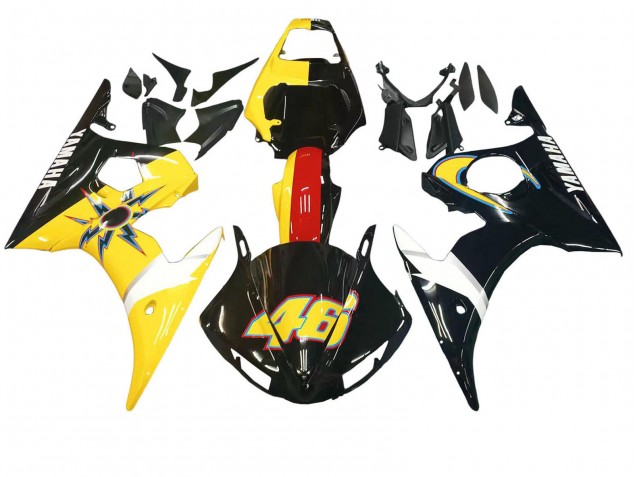 Erschwingliche Yamaha YZF R6S Motorrad Verkleidung 2006-2009 - Gelb Rot Glanzendes Schwarz 46