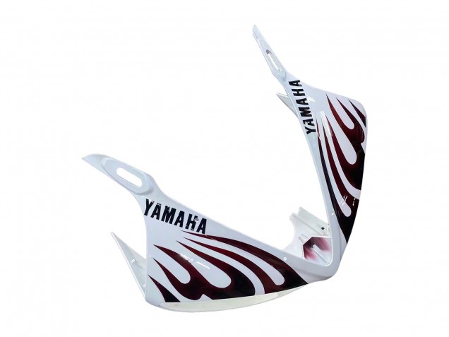 Erschwingliche Yamaha YZF R6S Motorrad Verkleidung 2006-2009 - Weiss mit Dunkel Schwarz Flamme