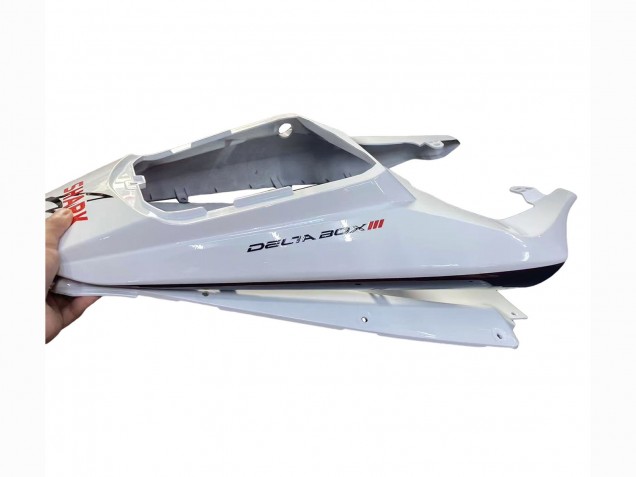 Erschwingliche Yamaha YZF R6S Motorrad Verkleidung 2006-2009 - Weiss mit Dunkel Schwarz Flamme