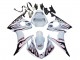 Erschwingliche Yamaha YZF R6S Motorrad Verkleidung 2006-2009 - Weiss mit Dunkel Schwarz Flamme