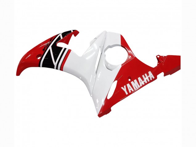 Erschwingliche Yamaha YZF R6 Motorrad Verkleidung 2003-2004 - Weiss Rot Glanzendes Schwarz
