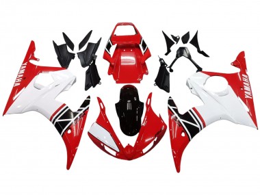 Erschwingliche Yamaha YZF R6S Motorrad Verkleidung 2006-2009 - Weiss Rot Glanzendes Schwarz