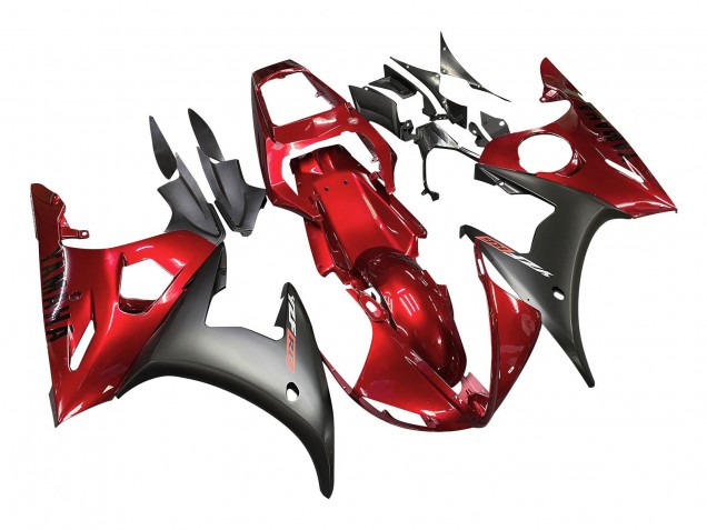 Erschwingliche Yamaha YZF R6S Motorrad Verkleidung Kit 2006-2009 - Rot Matt Schwarz