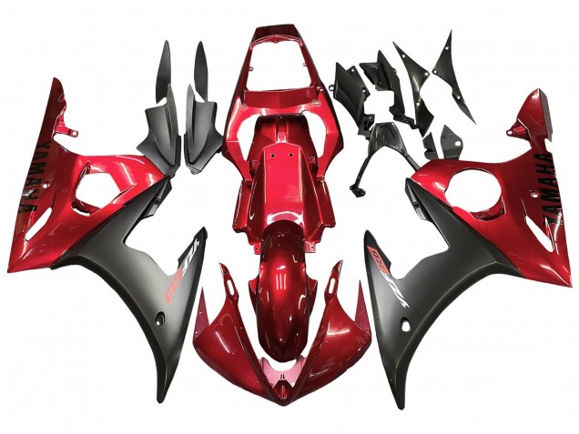 Erschwingliche Yamaha YZF R6S Motorrad Verkleidung Kit 2006-2009 - Rot Matt Schwarz