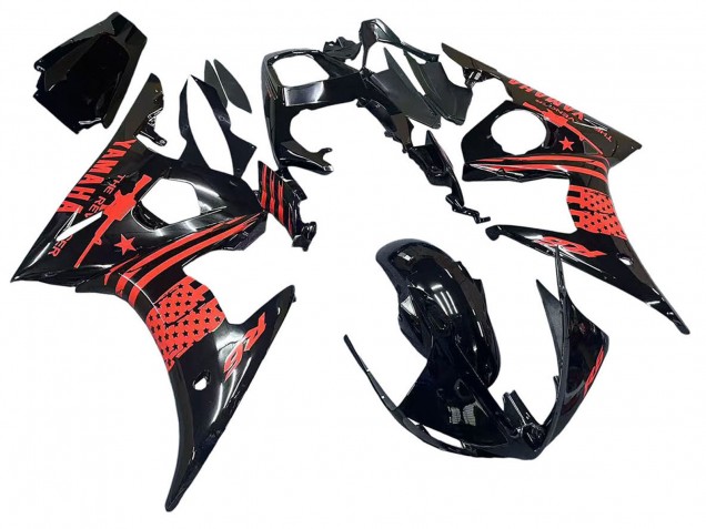 Erschwingliche Yamaha YZF R6S Motorrad Verkleidung 2006-2009 - Glanzendes Schwarz Rot