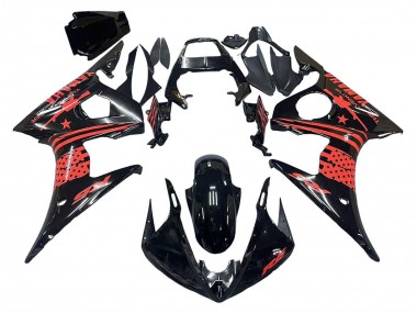 Erschwingliche Yamaha YZF R6S Motorrad Verkleidung 2006-2009 - Glanzendes Schwarz Rot