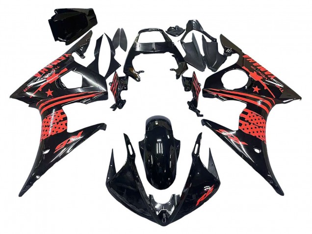 Erschwingliche Yamaha YZF R6S Motorrad Verkleidung 2006-2009 - Glanzendes Schwarz Rot