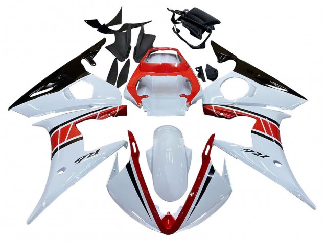 Erschwingliche Yamaha YZF R6S Motorrad Verkleidung 2006-2009 - Weiss Rot Glanzendes Schwarz
