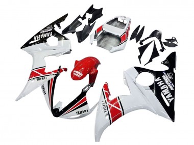 Erschwingliche Yamaha YZF R6S Motorrad Verkleidung 2006-2009 - Weiss Rot Glanzendes Schwarz Motul