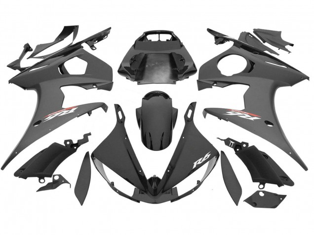 Erschwingliche Yamaha YZF R6S Motorrad Verkleidung 2006-2009 - Glanzendes Schwarz Matt Schwarz
