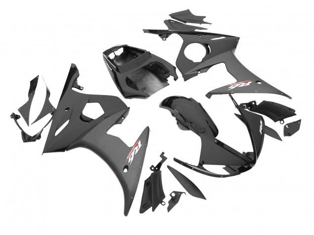 Erschwingliche Yamaha YZF R6S Motorrad Verkleidung 2006-2009 - Glanzendes Schwarz Matt Schwarz