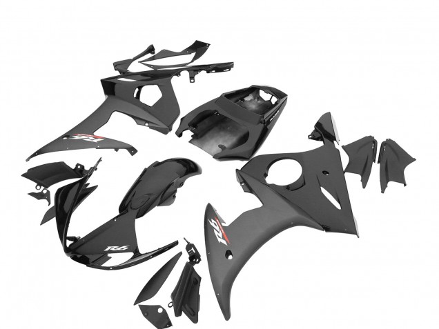 Erschwingliche Yamaha YZF R6S Motorrad Verkleidung 2006-2009 - Glanzendes Schwarz Matt Schwarz