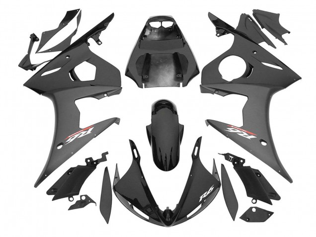 Erschwingliche Yamaha YZF R6S Motorrad Verkleidung 2006-2009 - Glanzendes Schwarz Matt Schwarz